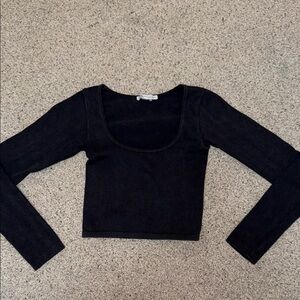 Zara Black Long Sleeve Ribbed Top